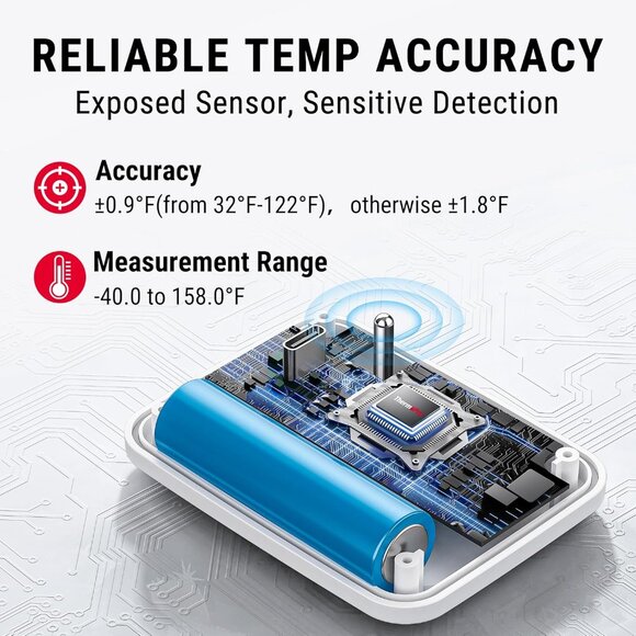 Wireless Freezer Fridge Thermometer with Alarm, 500 ft/150 m Range, High Accurac - Picture 4 of 8